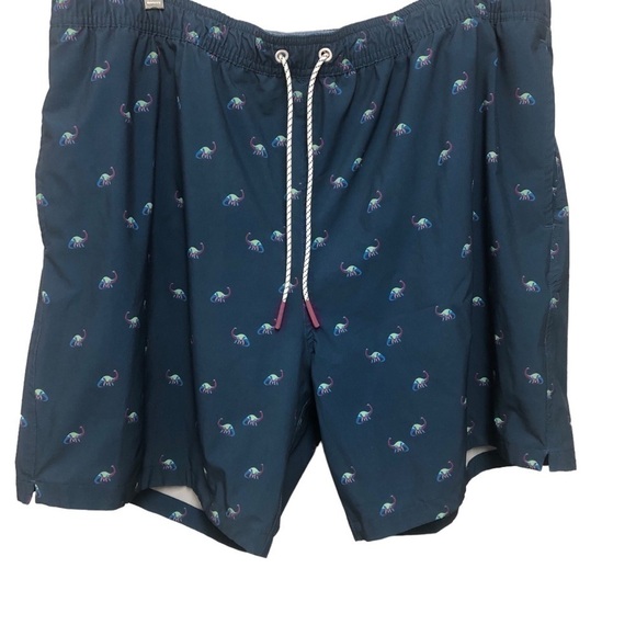 Bonobos Swim Trunks Shorts Lined Blue Dinosaur Print Bungee Drawstring Men’s XXL - Picture 1 of 9